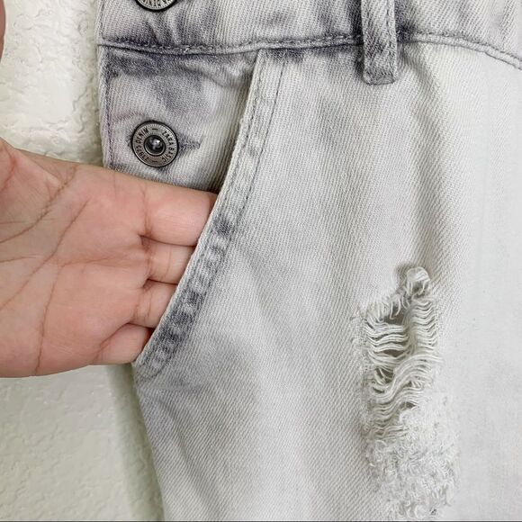 Zara Basic Bleach Distressed Cargo Style Jeans Overalls - Picture 7 of 15